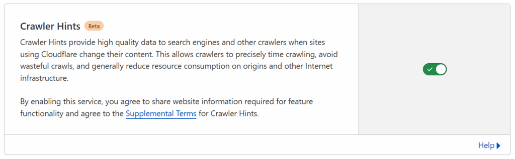Cloudflare Crawler Hints Enable