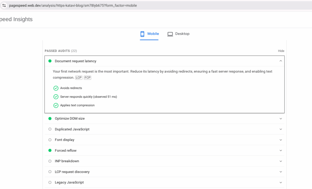 Mobile Document Request Latency