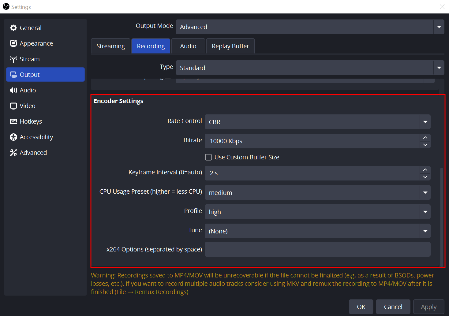 Pengaturan OBS Studio Untuk Intel Core I5 Gen 8